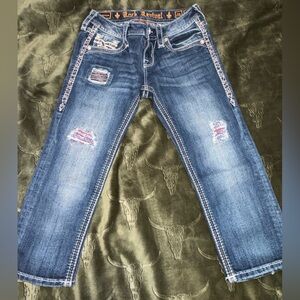 Rock Revival Blue Distressed Americano Crop Jeans